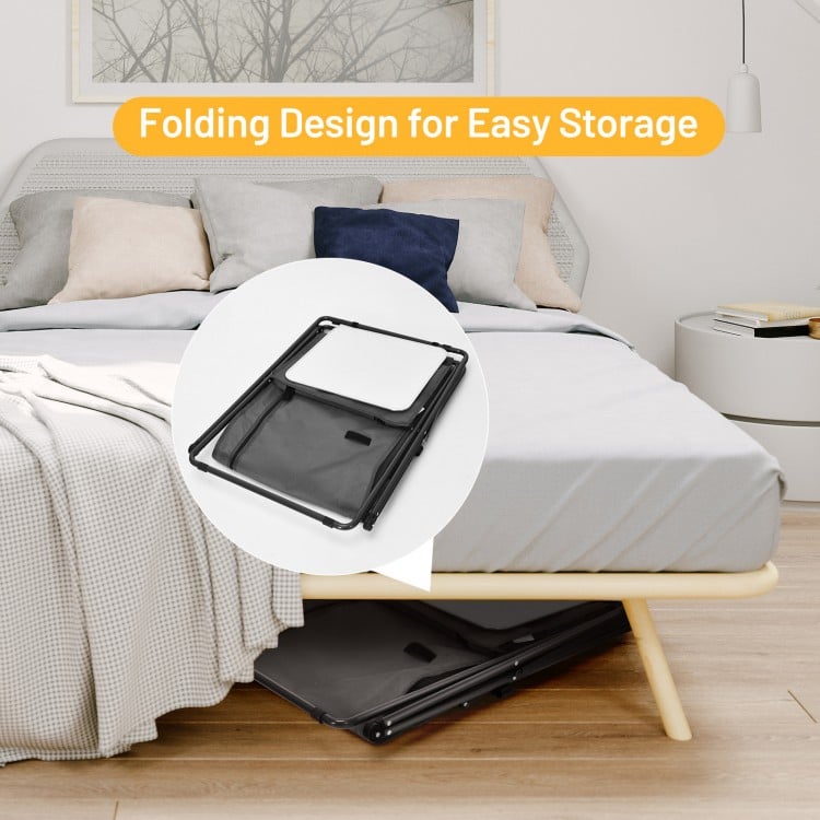 Folding camping storage cabinet with 3 shelves, waterproof oxford cloth, and compact design for easy transport and.